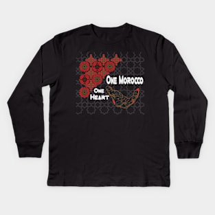 One Heart One Morocco Proud Support Morocco Kids Long Sleeve T-Shirt